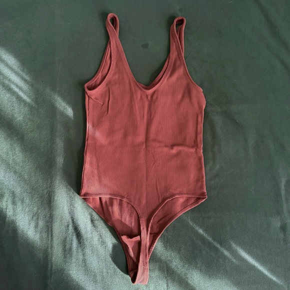 Abercrombie Ribbed Scoopneck Bodysuit - Rust - Picture 4 of 4